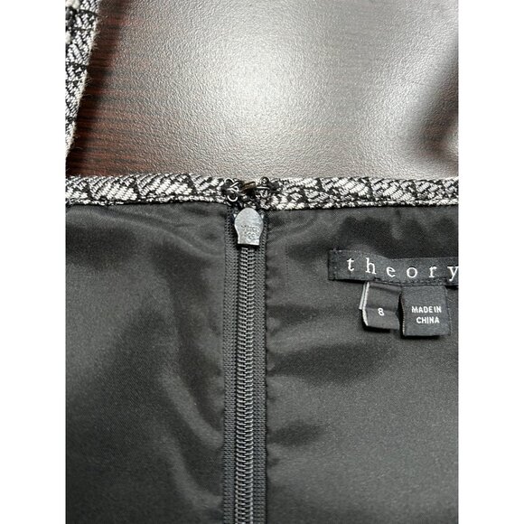 THEORY Tailored Fit & Flare Quiet Luxury Dress Black & White Textured Knit Sz 8 - Picture 8 of 8